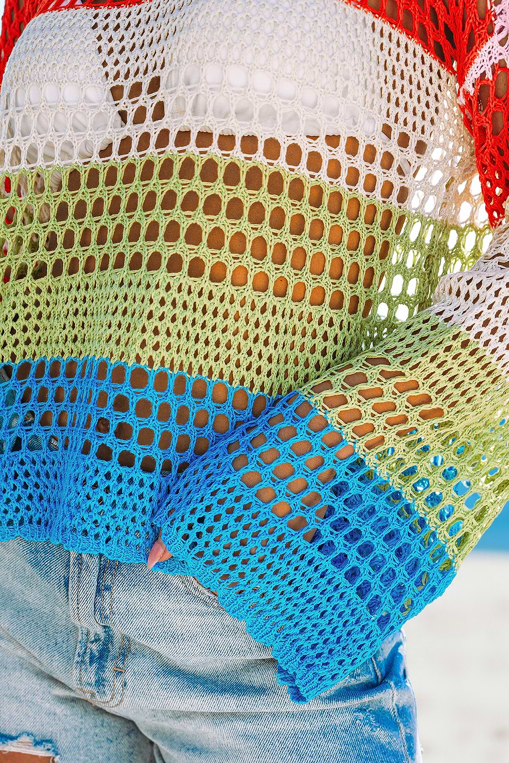 Rundhals Regenbogen-Strandtop
