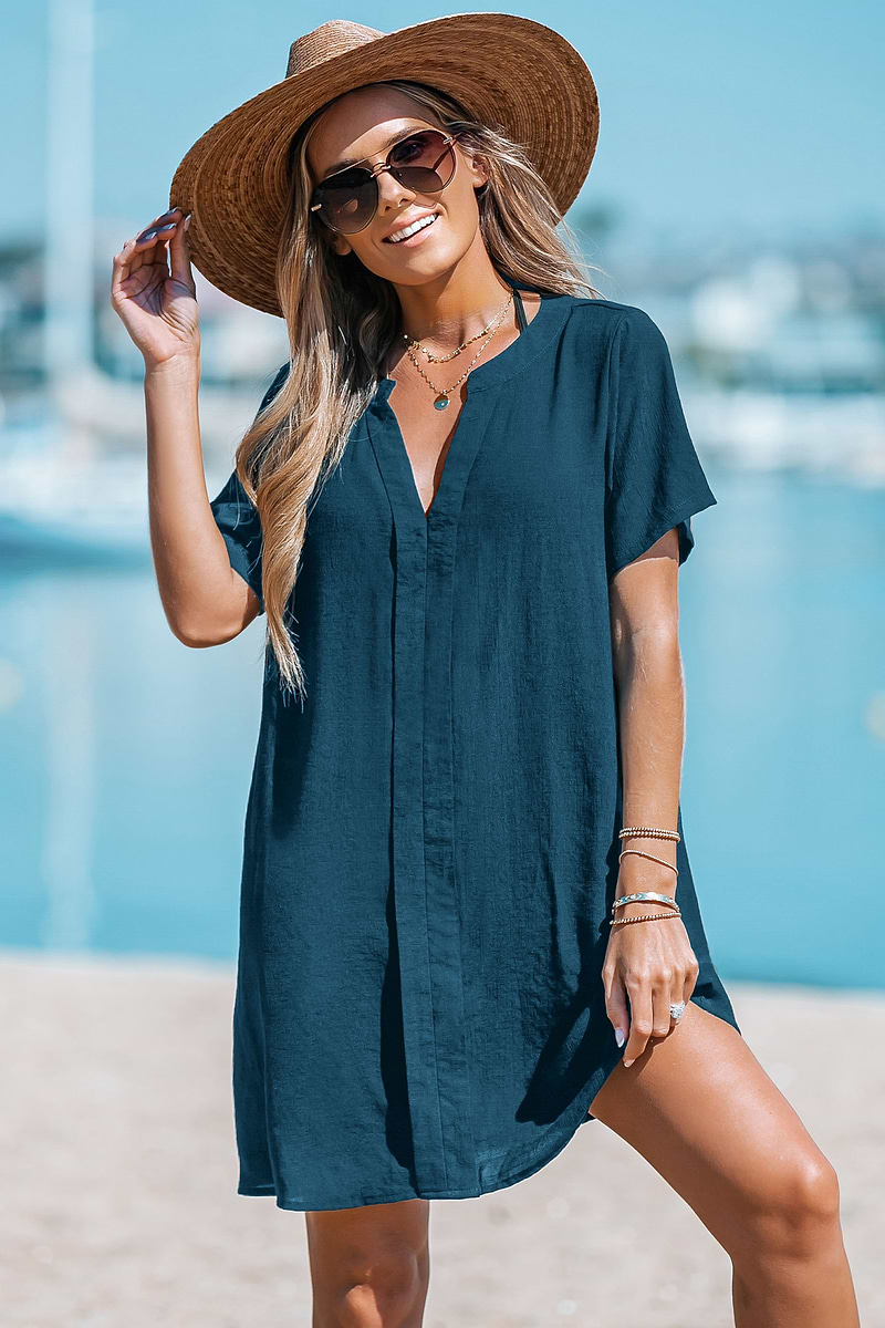 Beachside Chill Blue Cover-Up Mini Dress