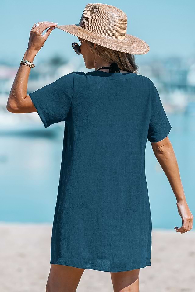 Beachside Chill Blue Cover-Up Mini Dress