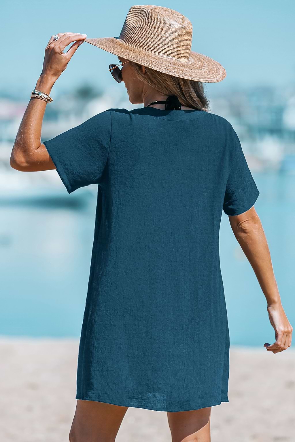 Beachside Chill Blue Cover-Up Mini Dress