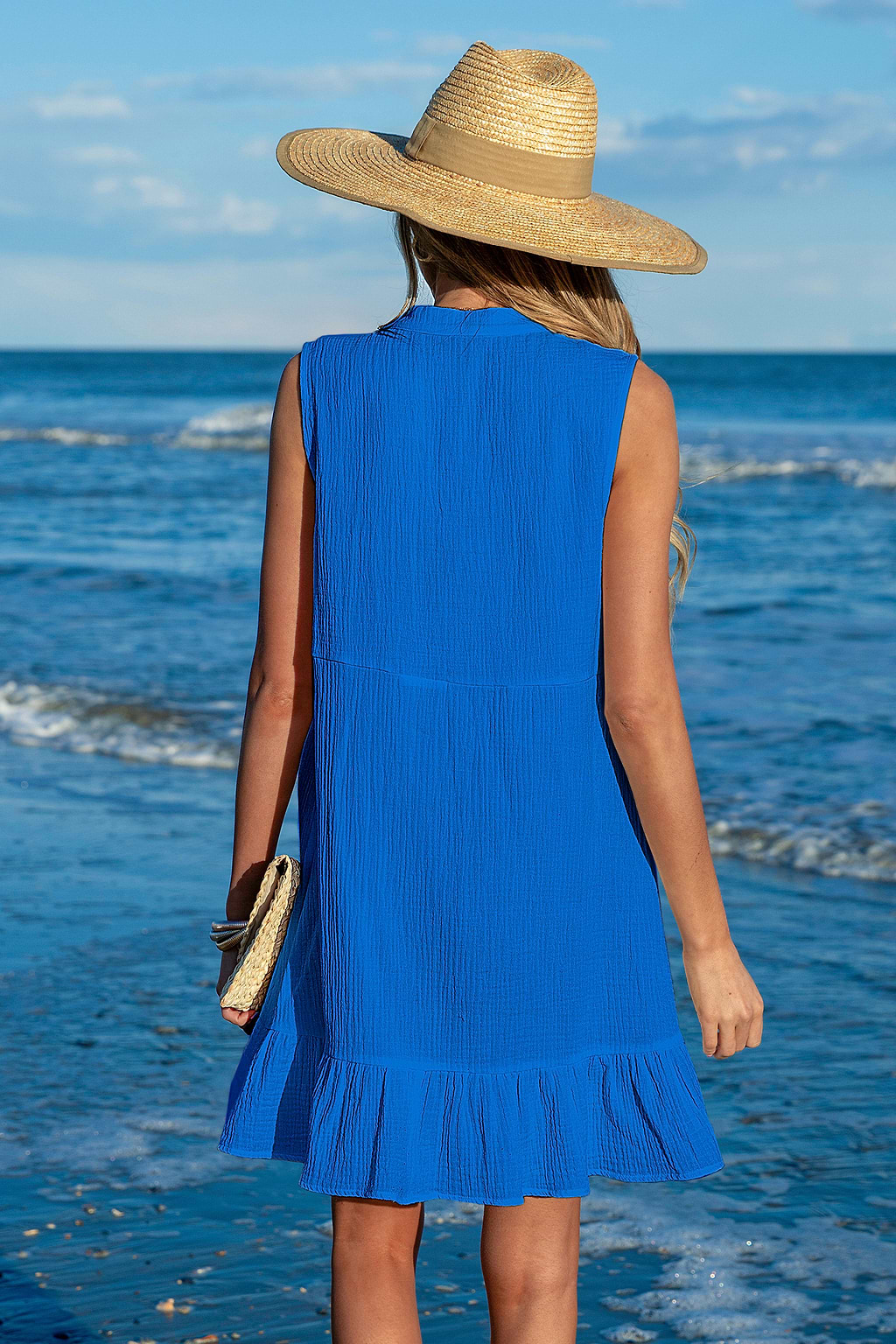Sapphire Sea Blue Cover-Up Mini Dress