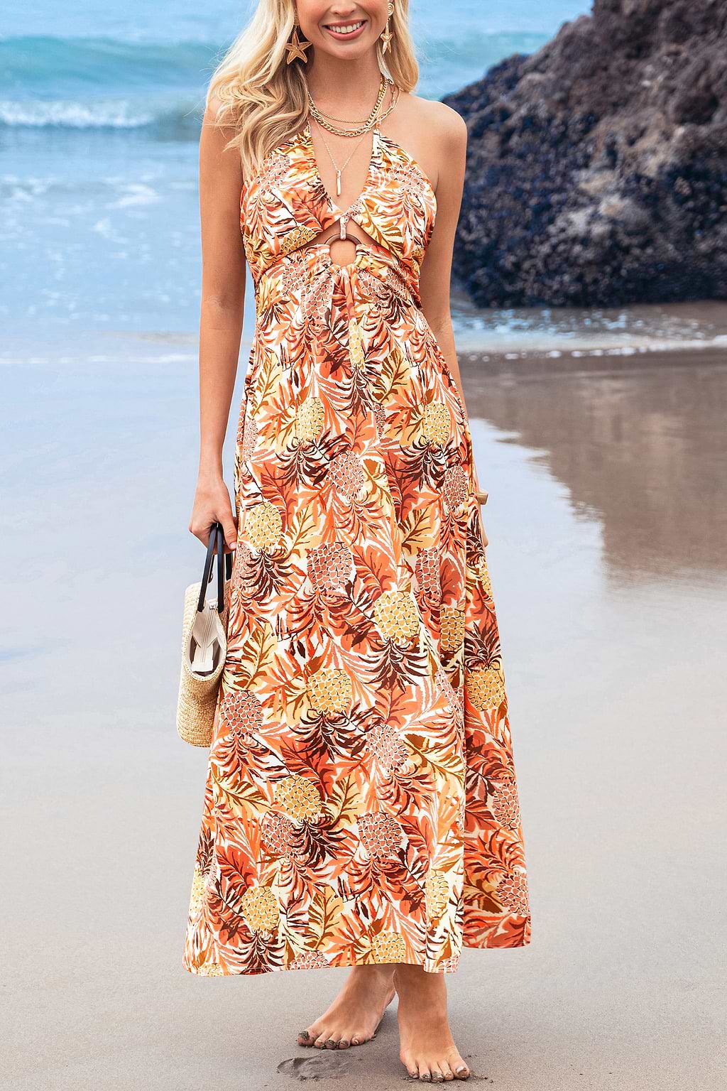 Island Charm Tropical Maxi Dress