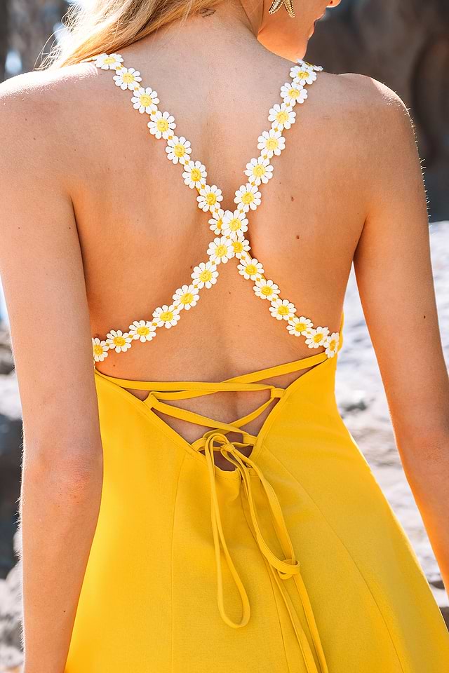 Daisy Drizzle Yellow Mini Dress