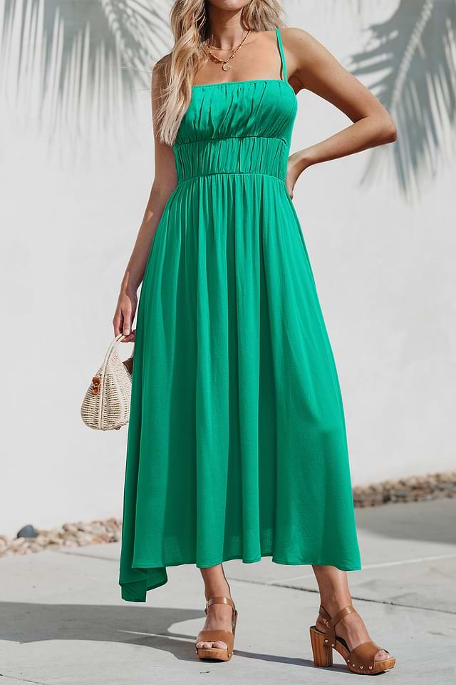 slim fit dress slacks Lush Emerald Embroidered Dress L / Green main image 1