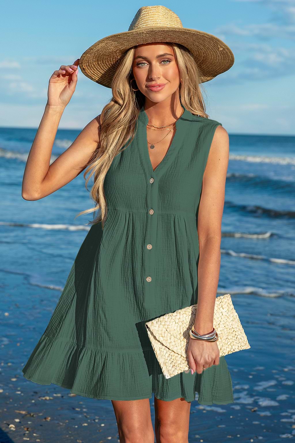 Matcha Mood Green Mini Dress