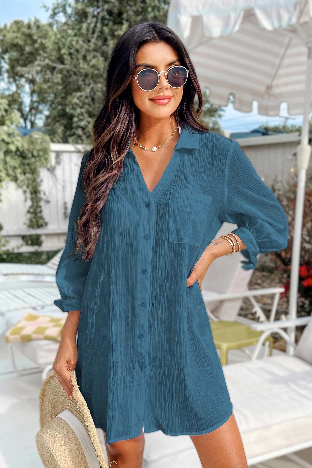 Rain Check Blue Cover-Up Mini Dress