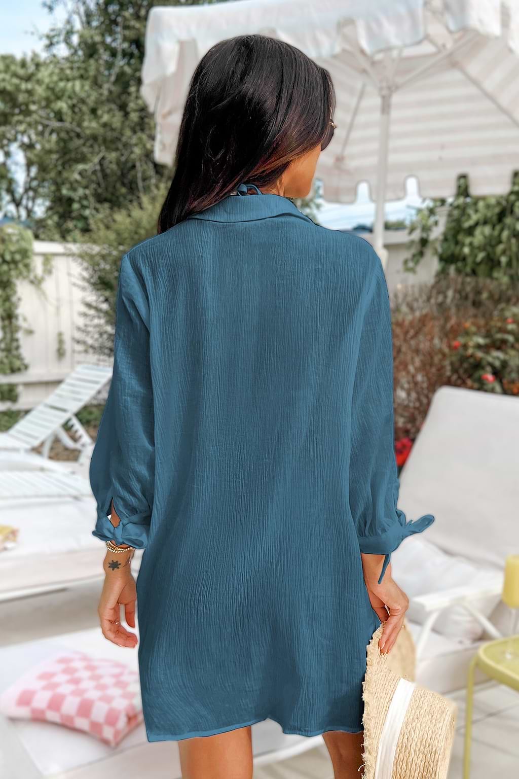 Rain Check Blue Cover-Up Mini Dress