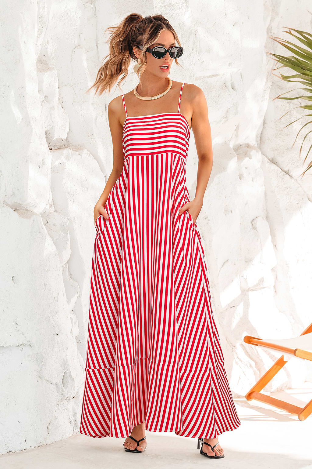 Polished Retreat Striped Maxi Dress
