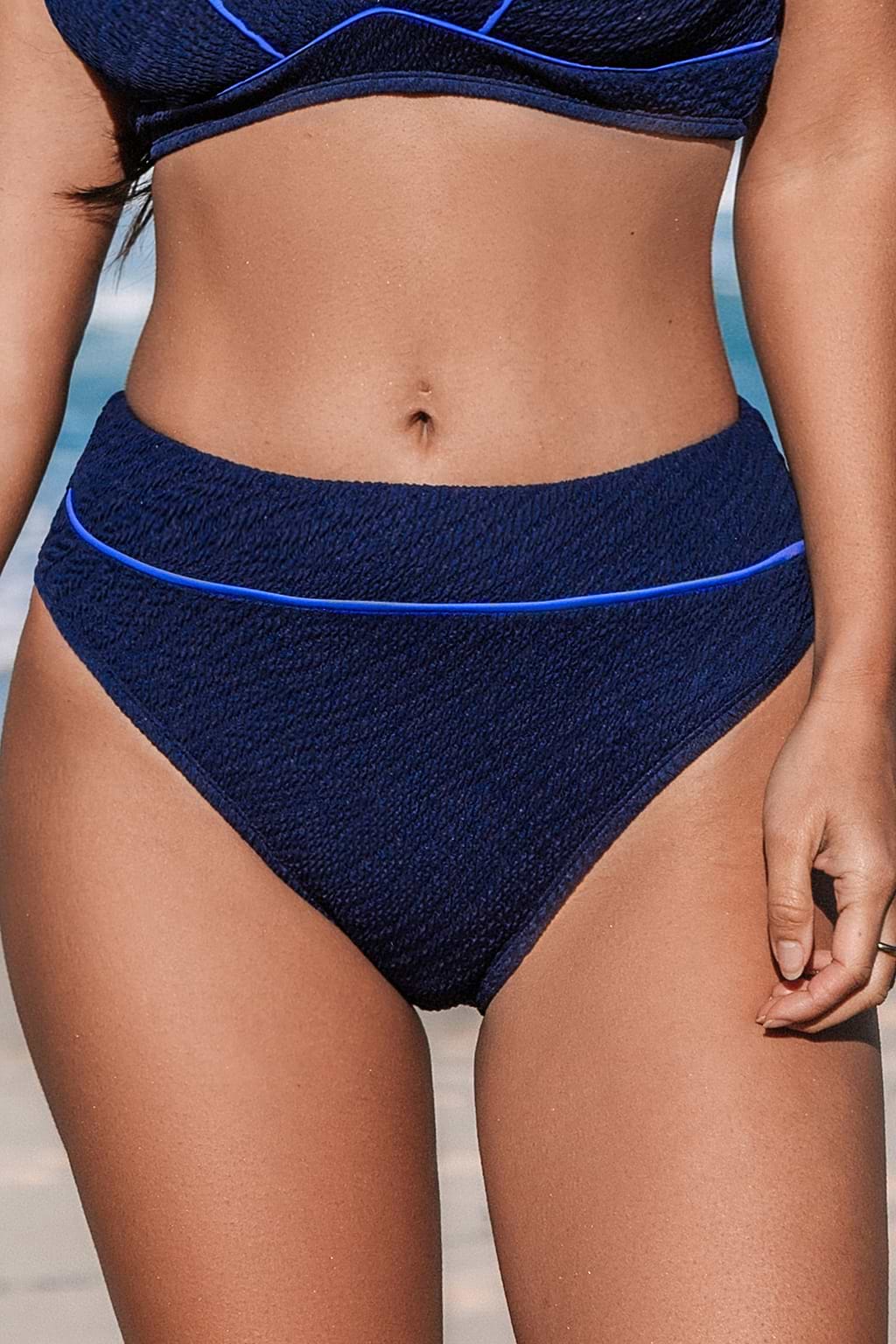 Amparo Blue Jacquard Cheeky Bikini Bottoms