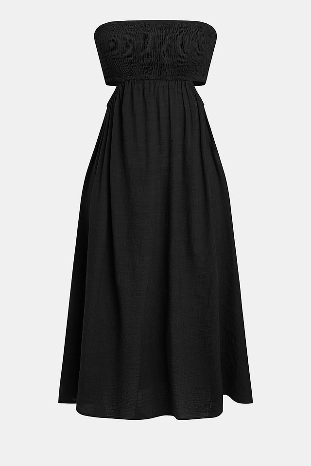 Unwind Mode Black Cover-Up Midi Dress