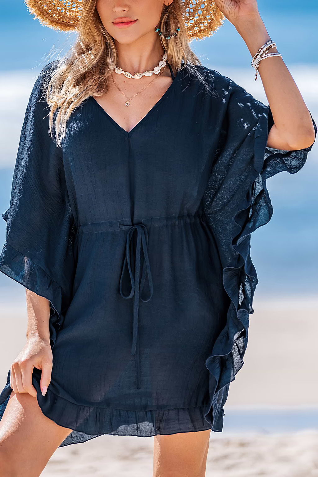 Twirl-Worthy Blue Cover-Up Mini Dress