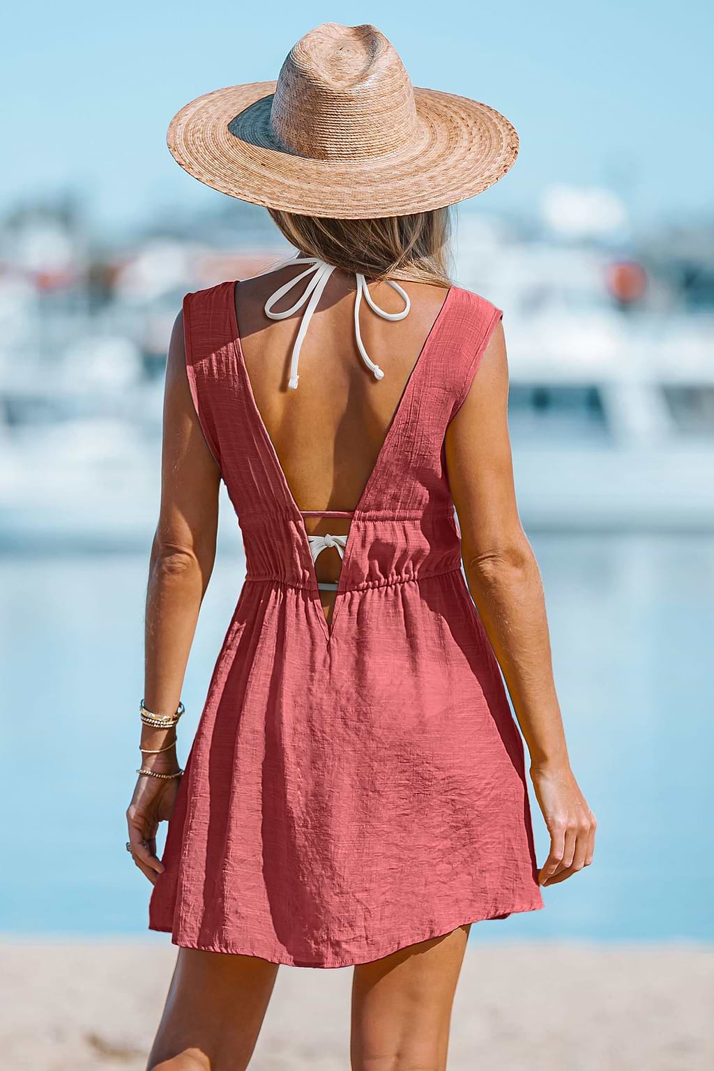 Poppy Blush Red Cover-Up Mini Dress
