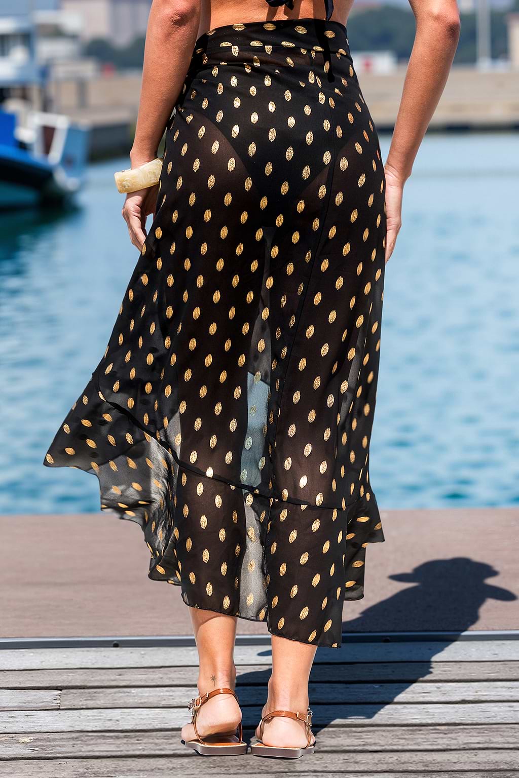 Gleaming Gold Dust Polka Dot Cover-Up Sarong