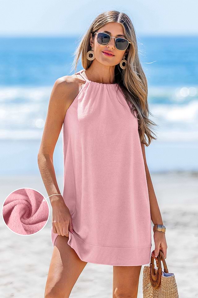 toweling beach dress Itami Terri Towel Dress Navy