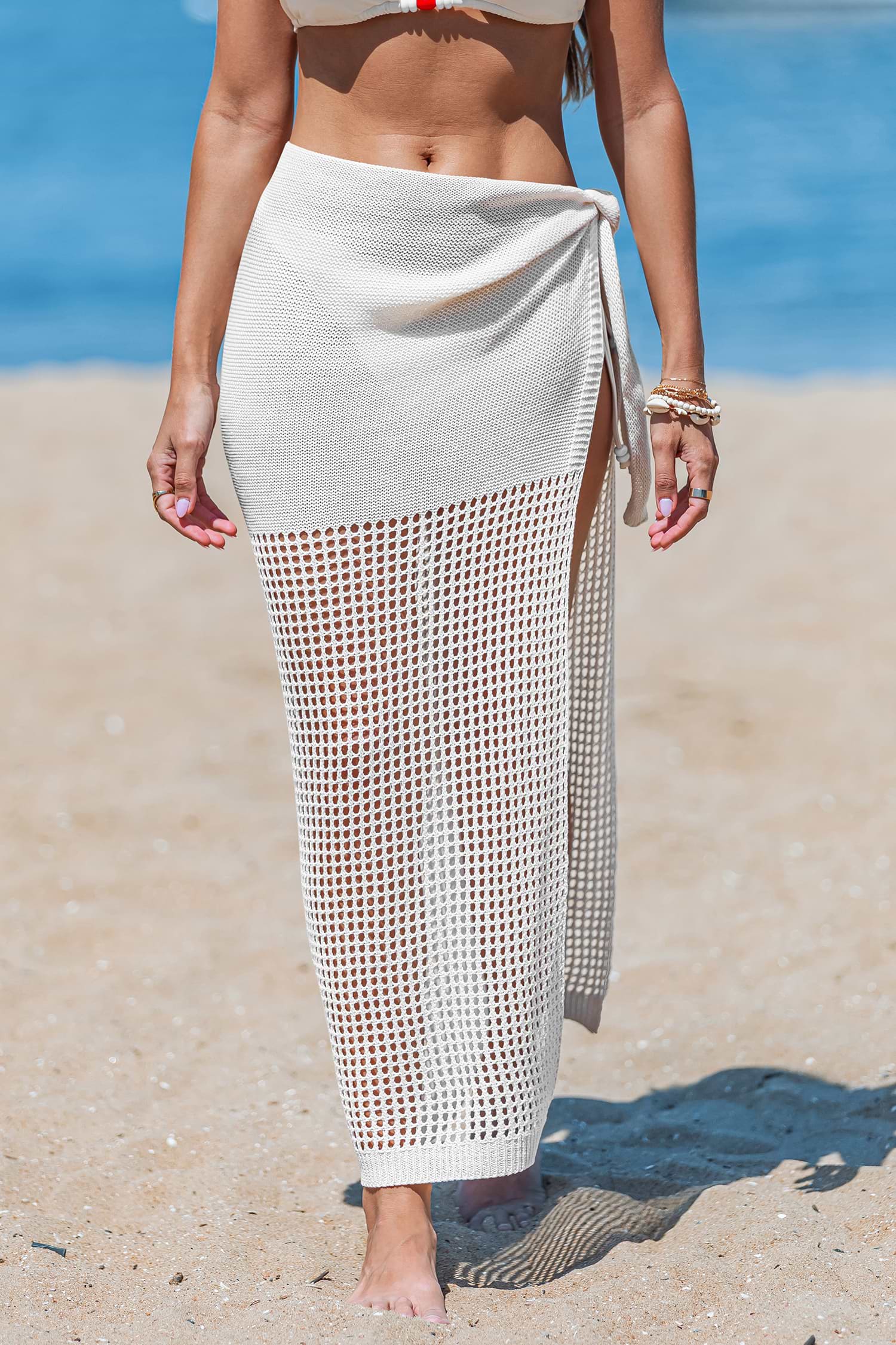 Sheer Ruffled Maxi Cover-Up Sarong