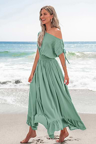 Light Steps Green Maxi Dress