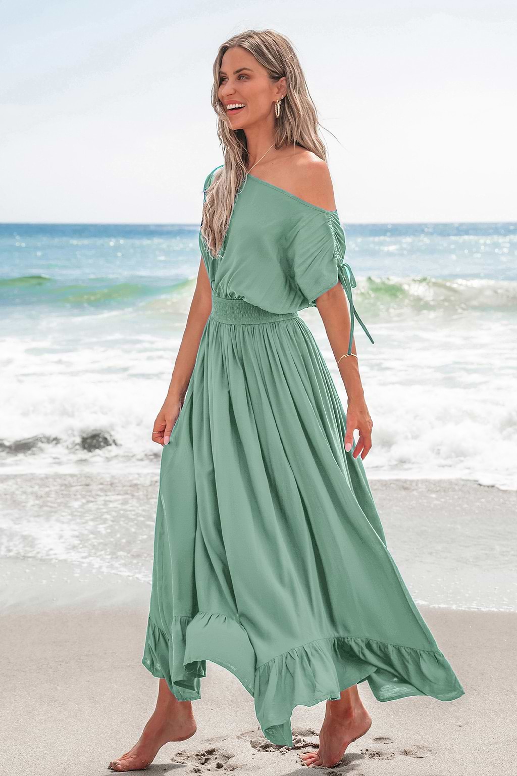 Light Steps Green Maxi Dress