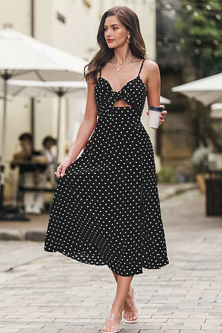 Polka Dot Lange Jurk Met Stippen Reiss Florere Maxi-jurk Met Lange