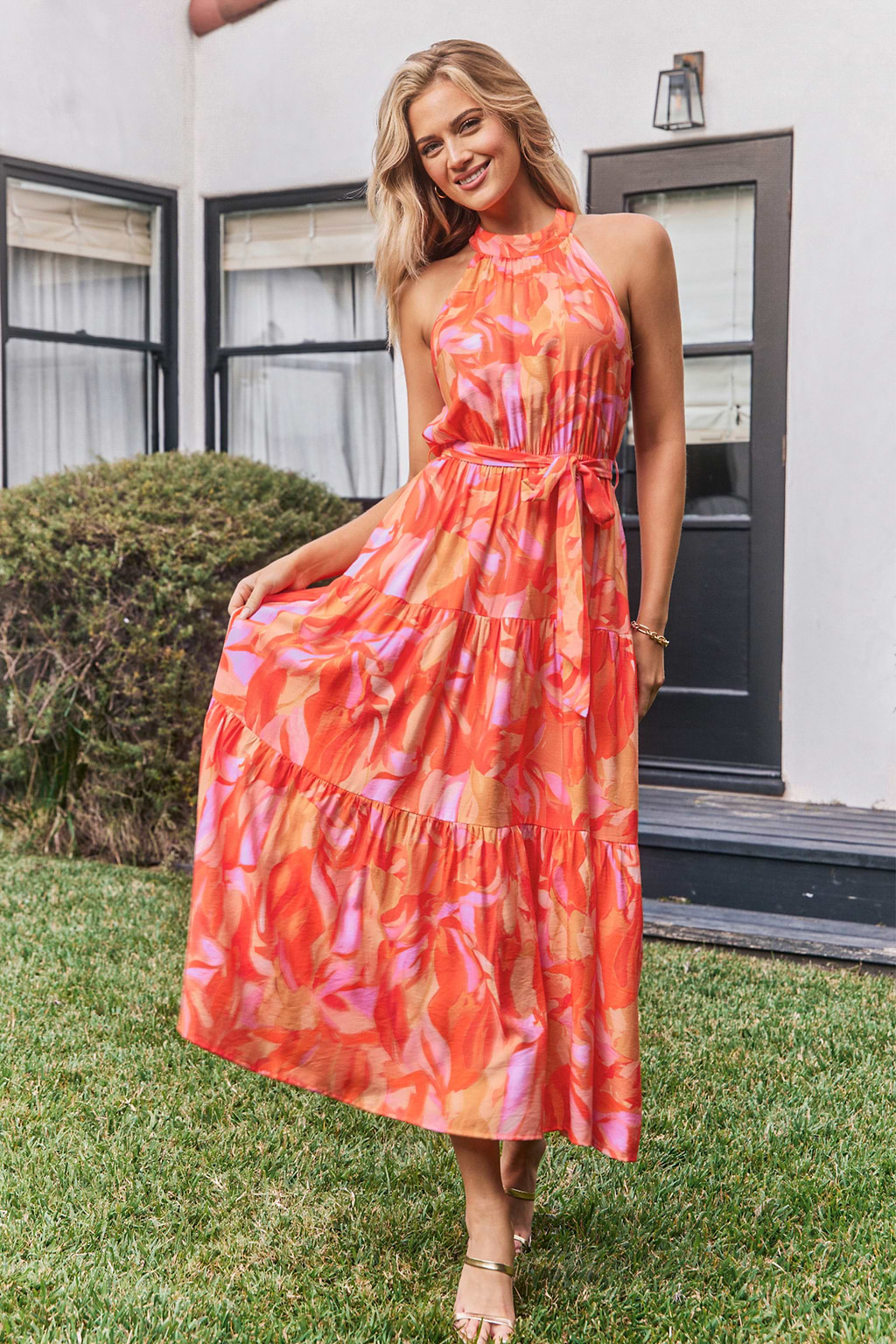 Sunset Whirl Floral Maxi Dress