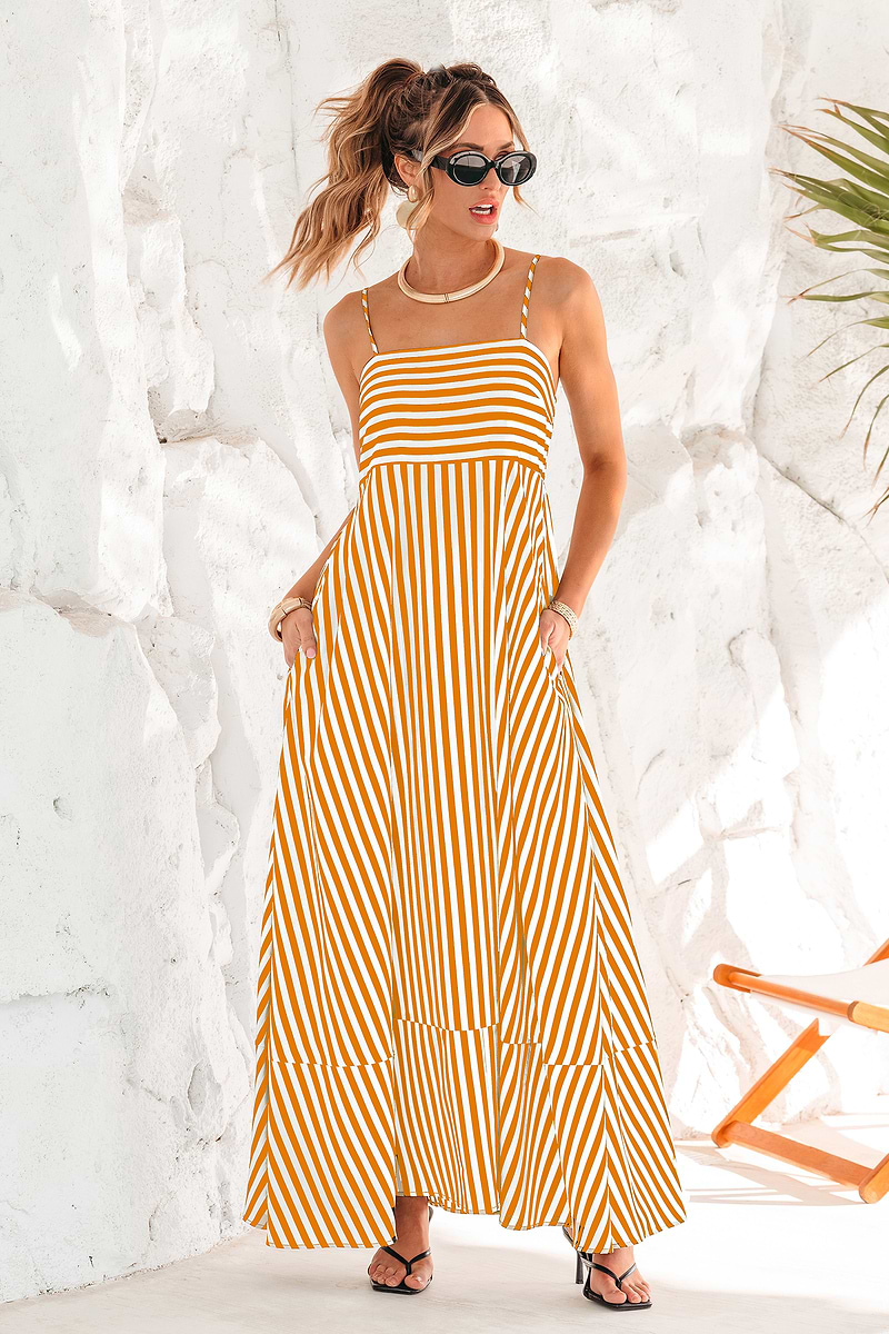 Straight Forward Striped Maxi Dress