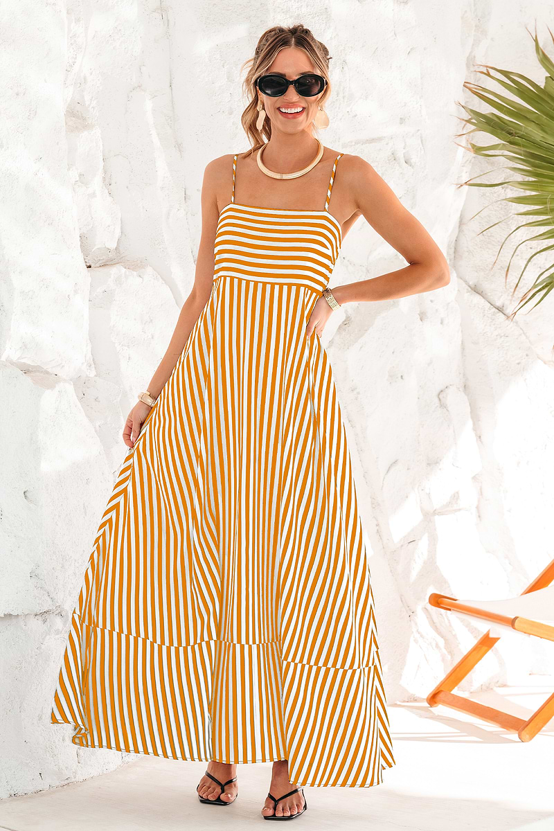 Straight Forward Striped Maxi Dress