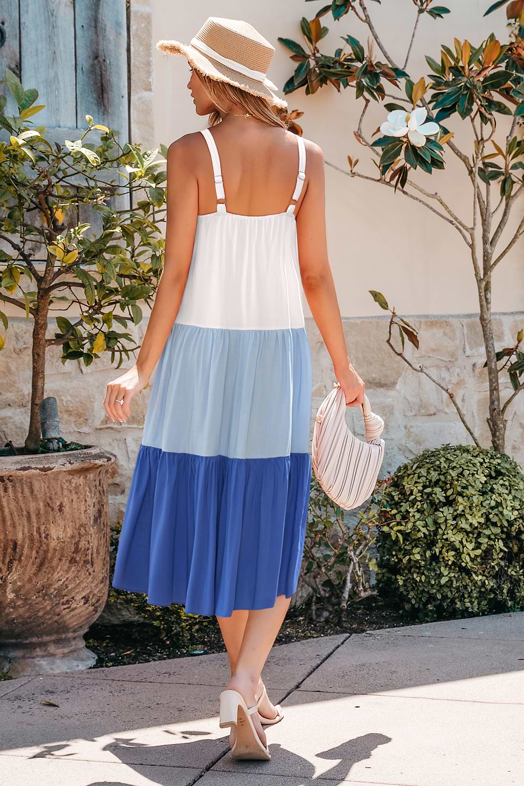 Licht op je voeten Colorblock midi-jurk