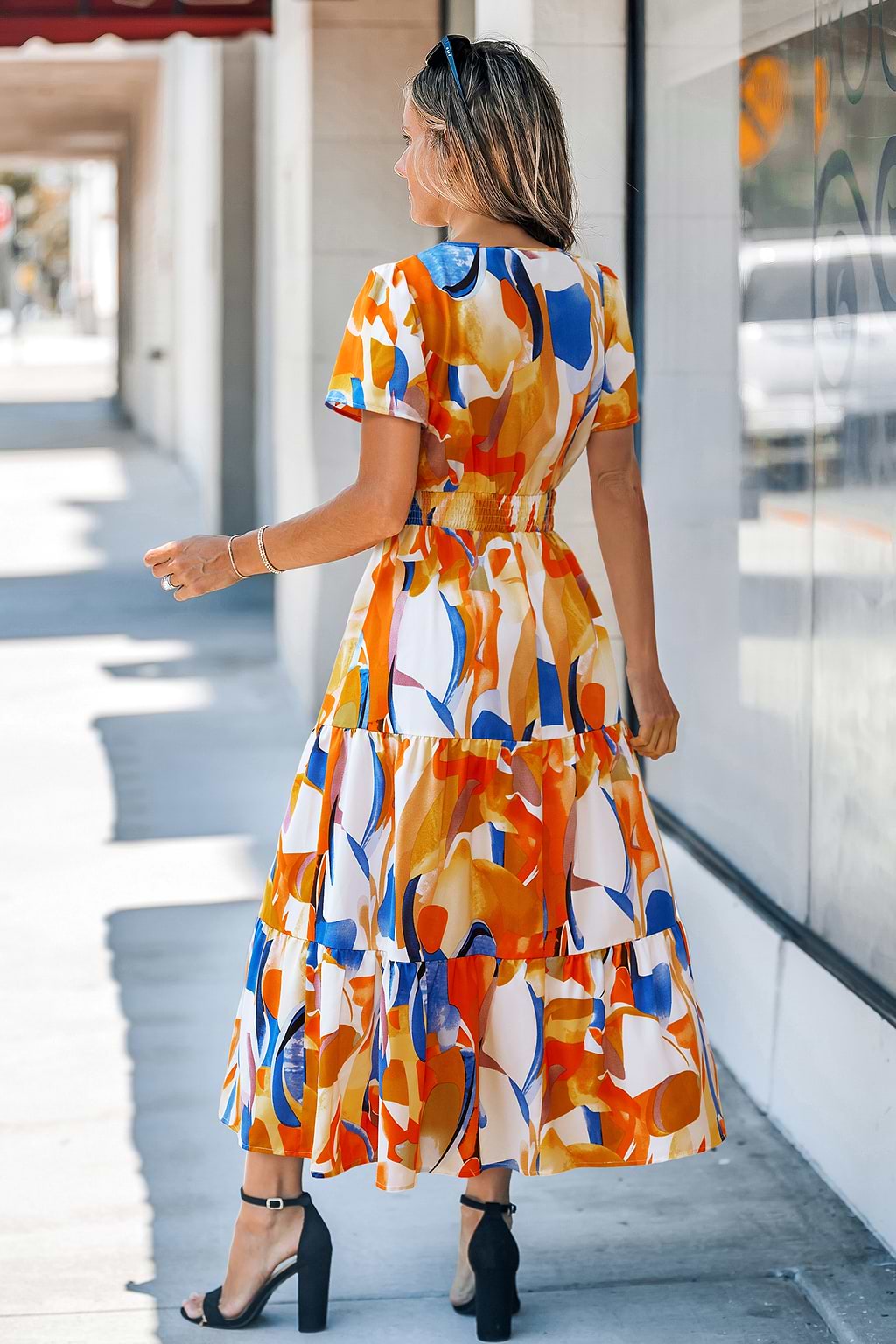 Vestido largo abstracto sin orden