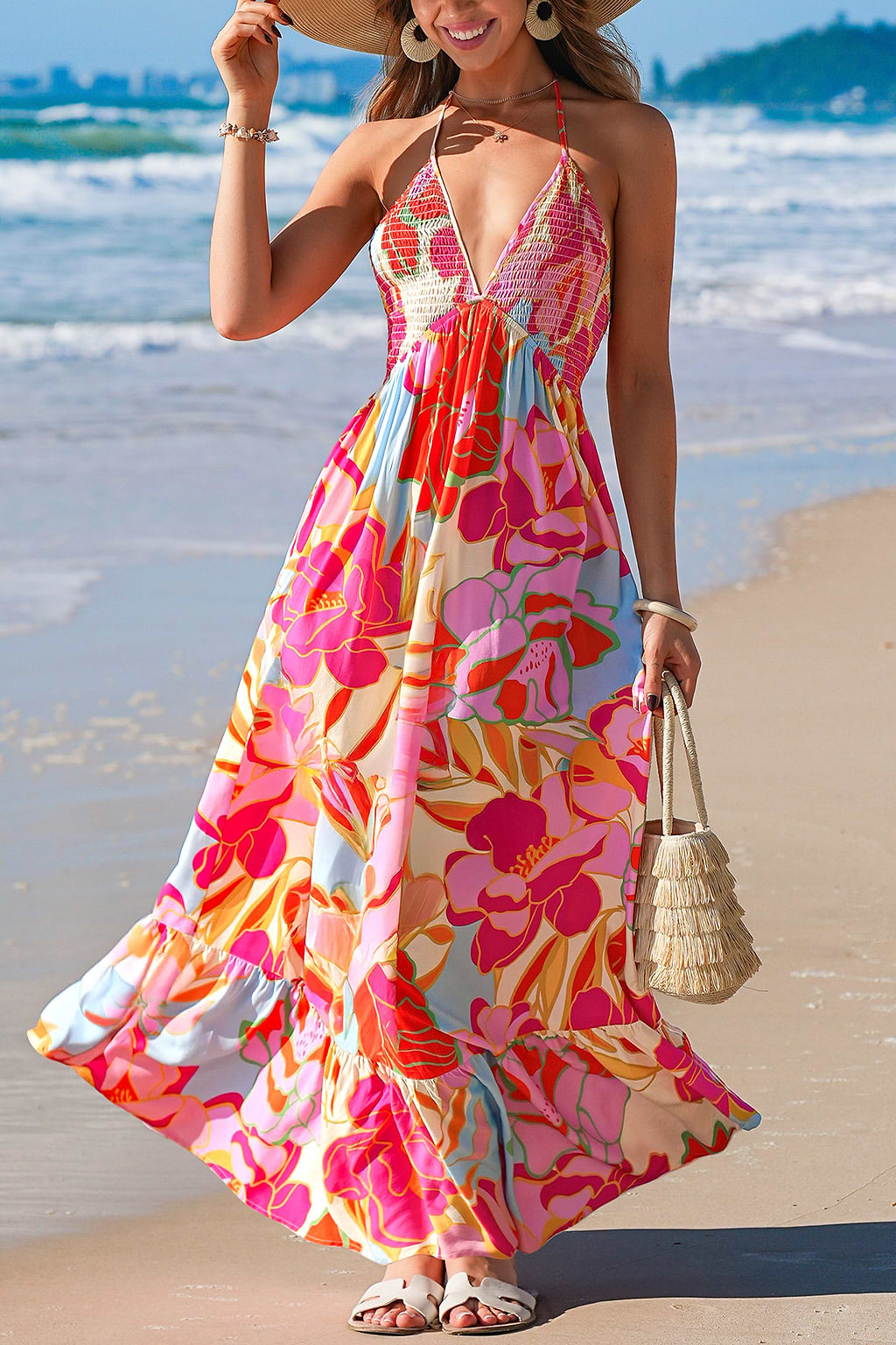 Peachy Play Floral Maxi Dress