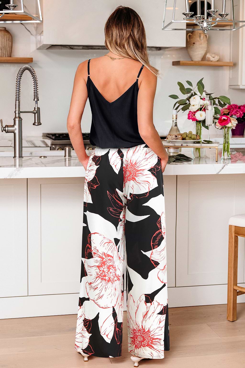 Wildflower Print Wide Leg Pajama Set