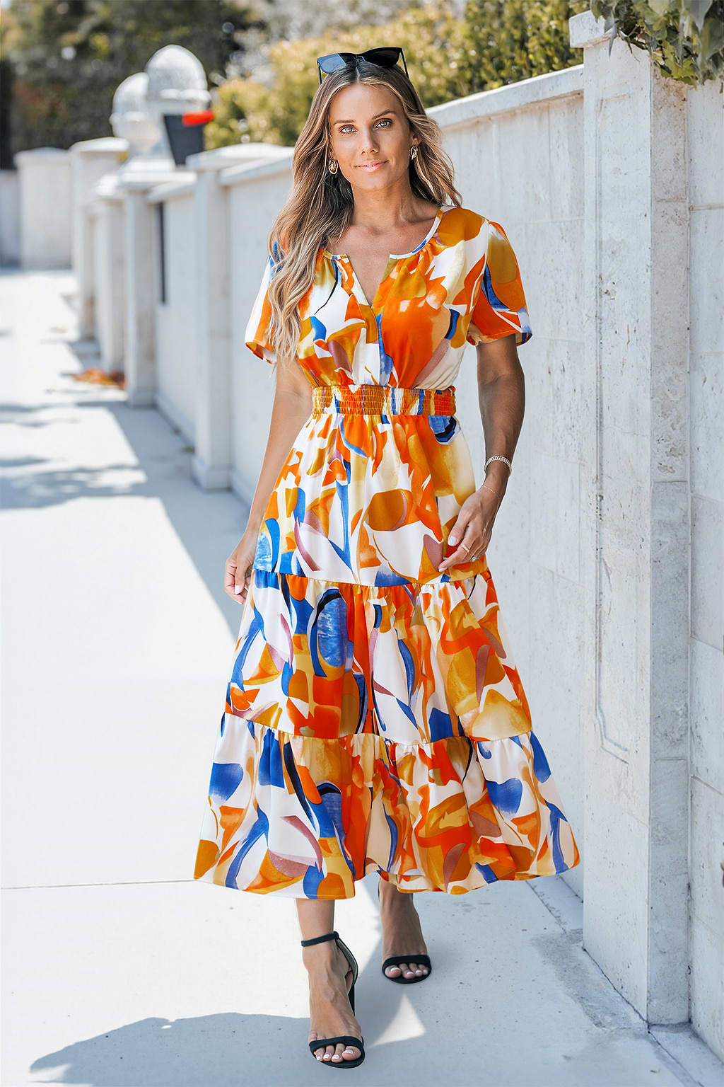 Vestido largo abstracto sin orden