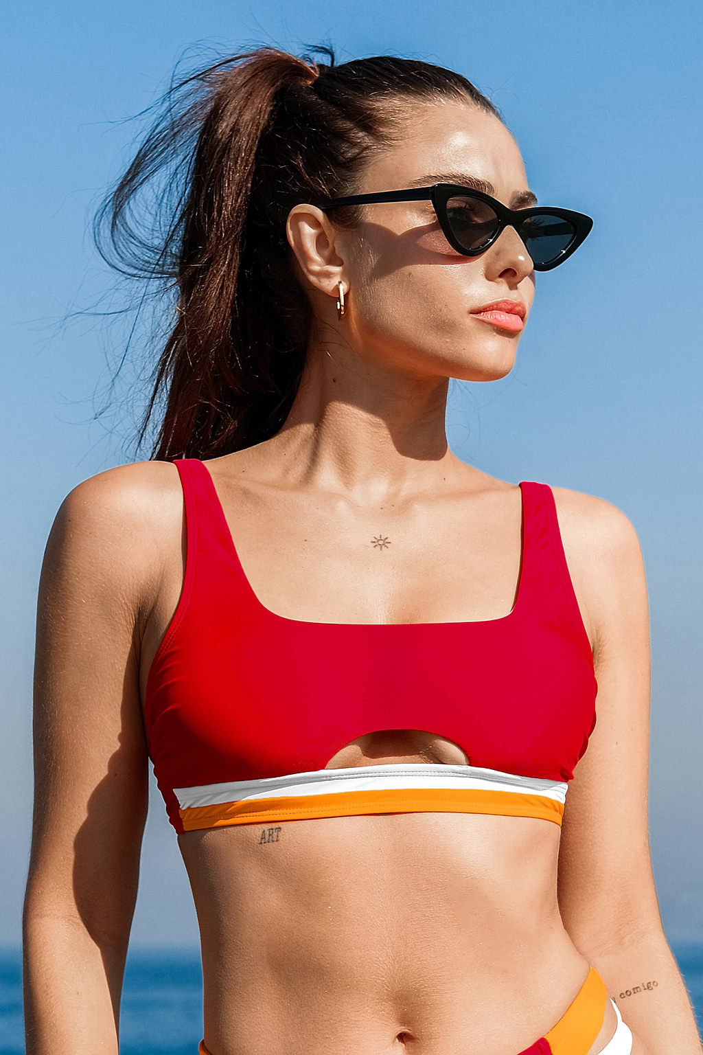 Ola de Verano Colorblock Square Neck Bikini Bralette