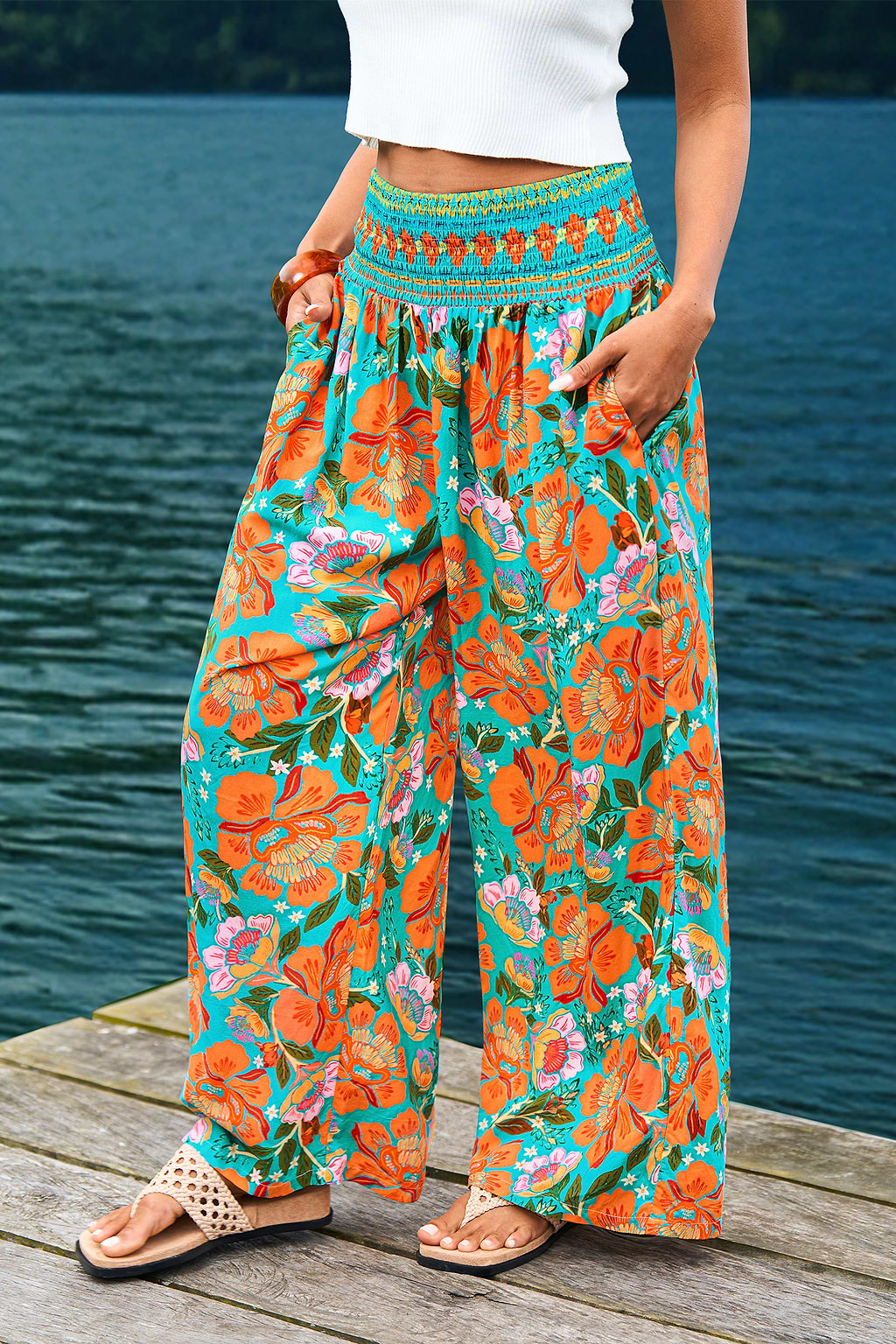 Tropical Vibes Sky Floral Pants