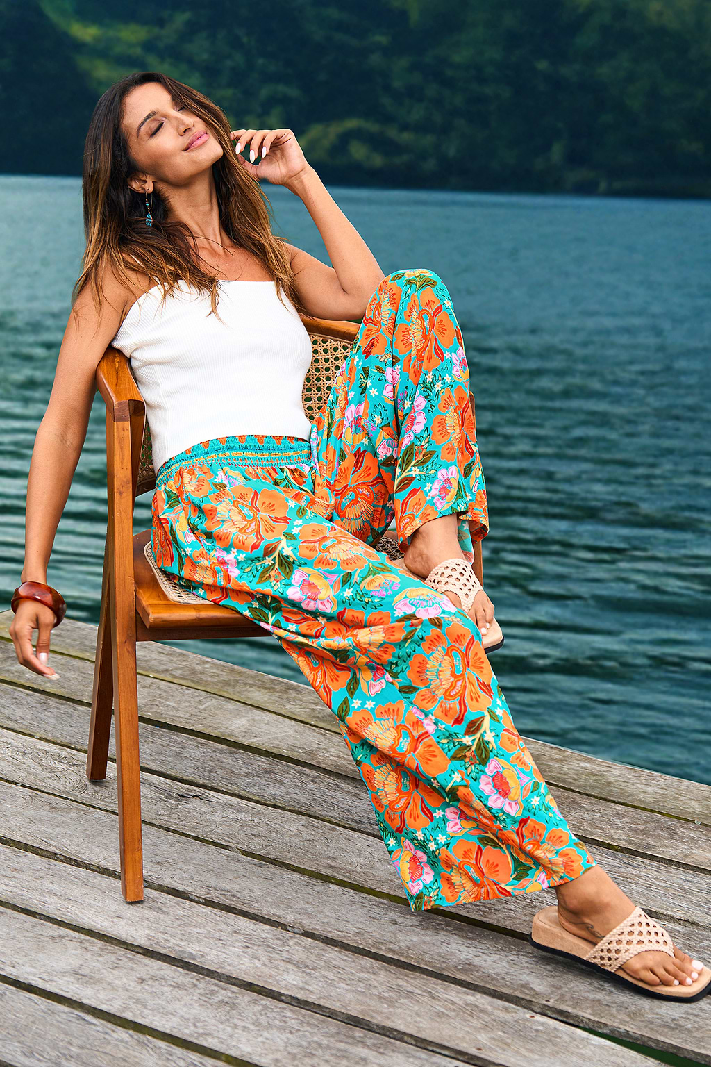 Tropical Vibes Sky Floral Pants