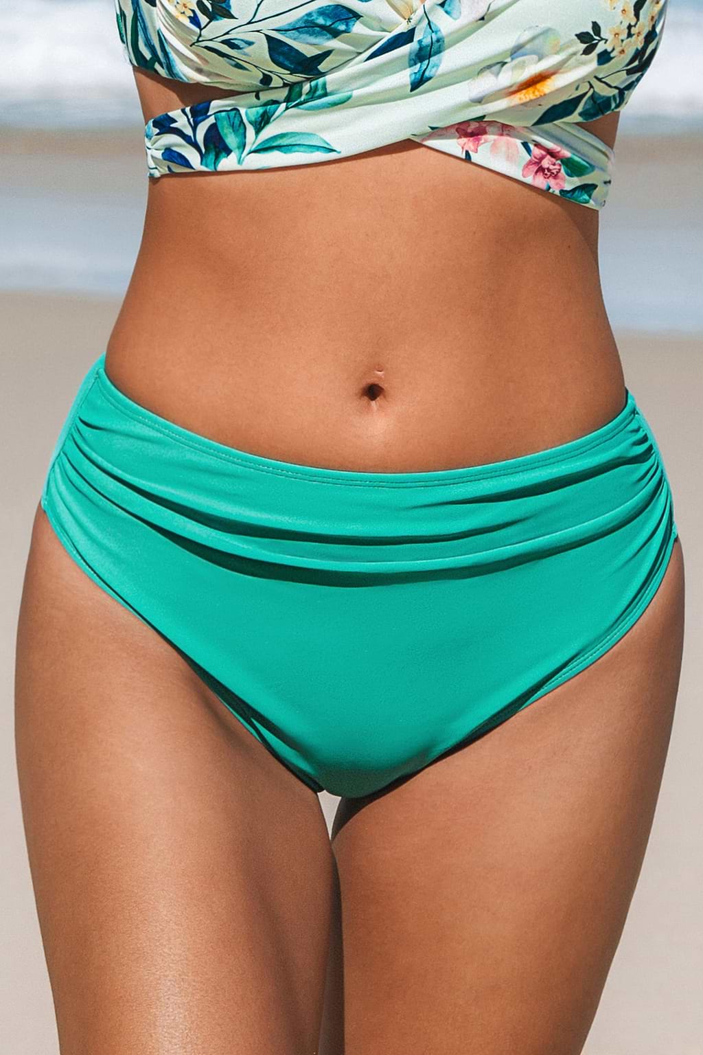 Soafoam Garden Aqua High-Cut Bikini Bottoms