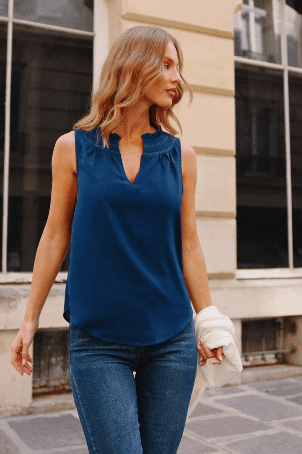Navy Ärmelloses Top