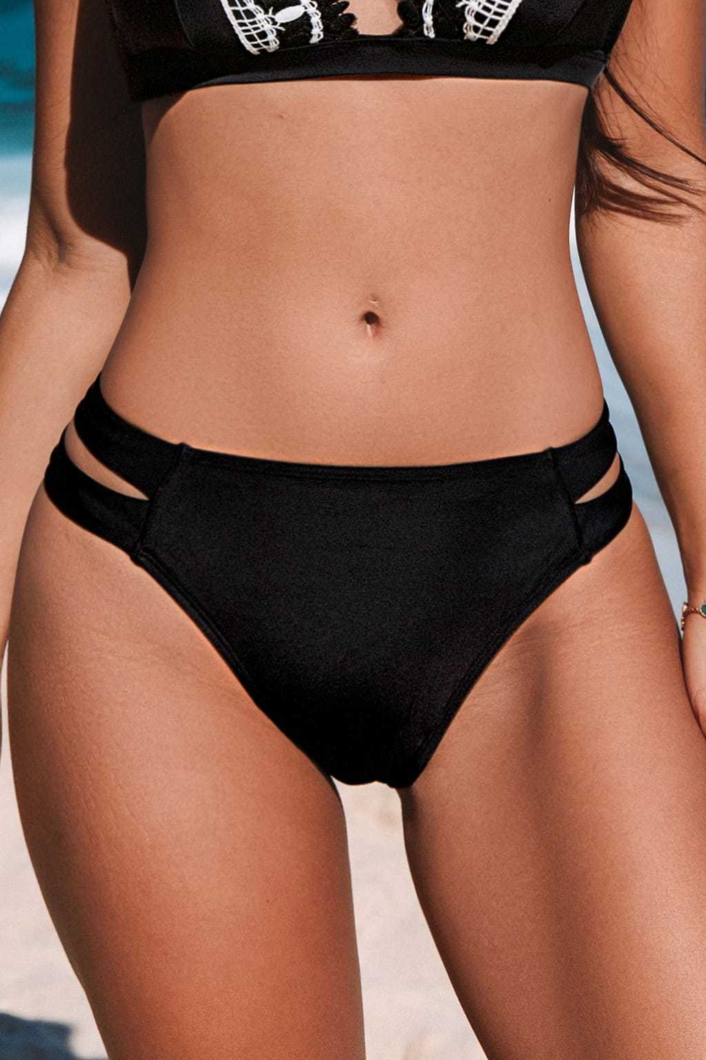 Black Cutout Bikini Bottoms