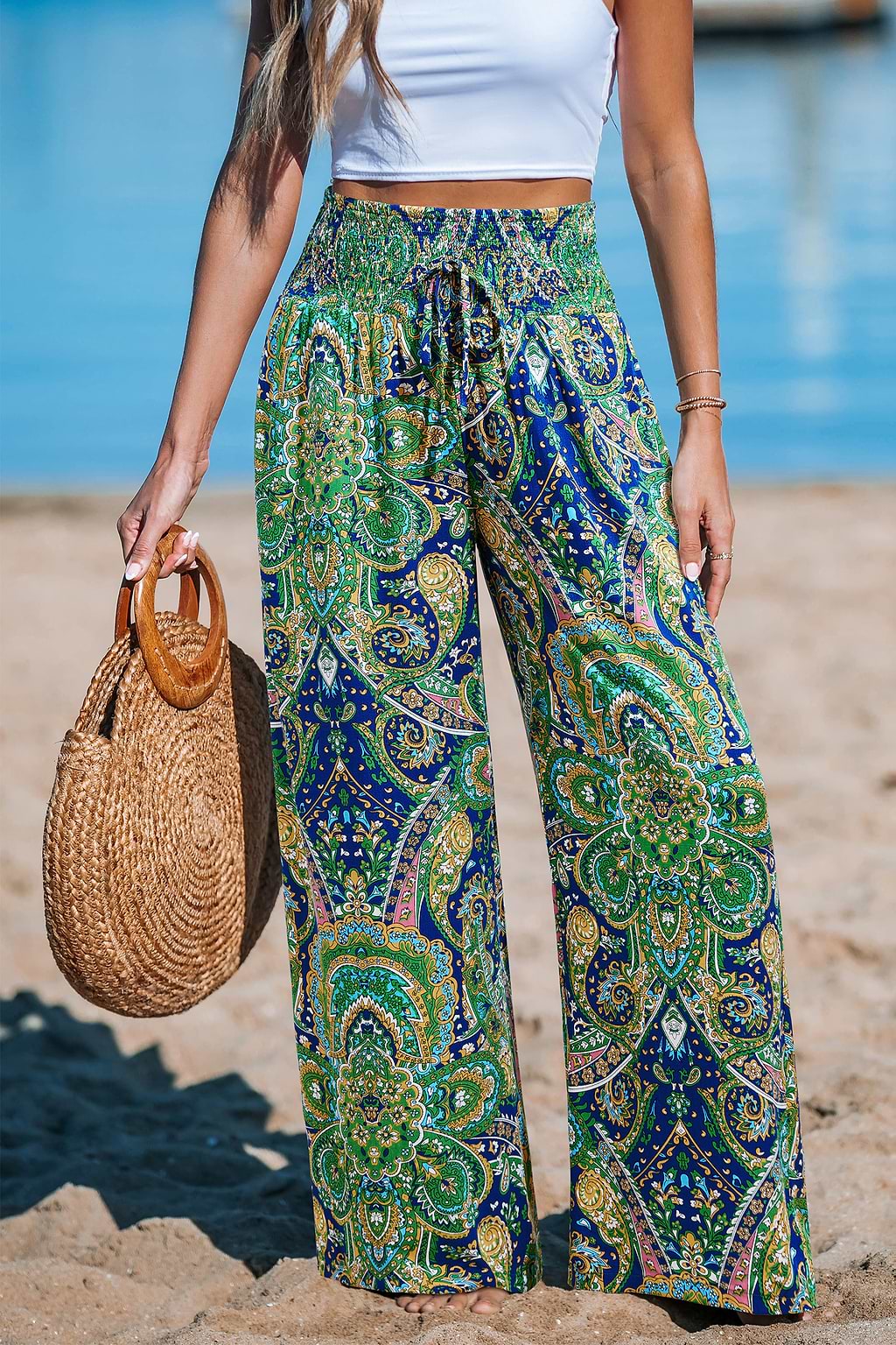 Pantalon paisley jambe large