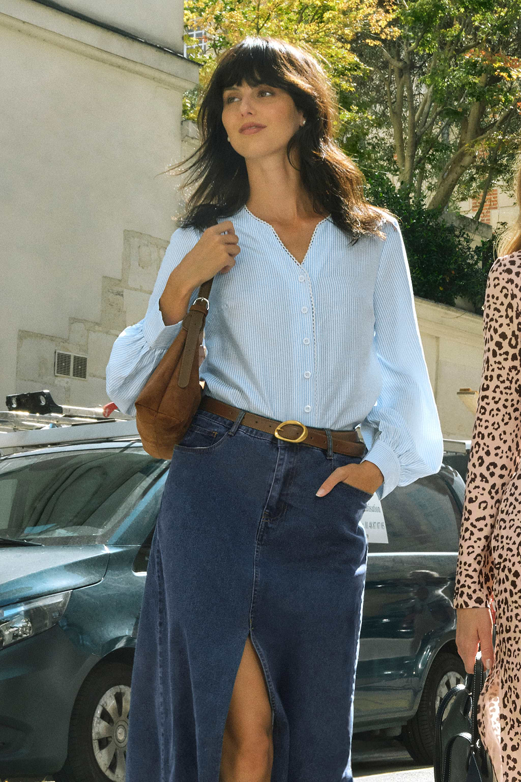 Chemise à rayures col cranté manches longues