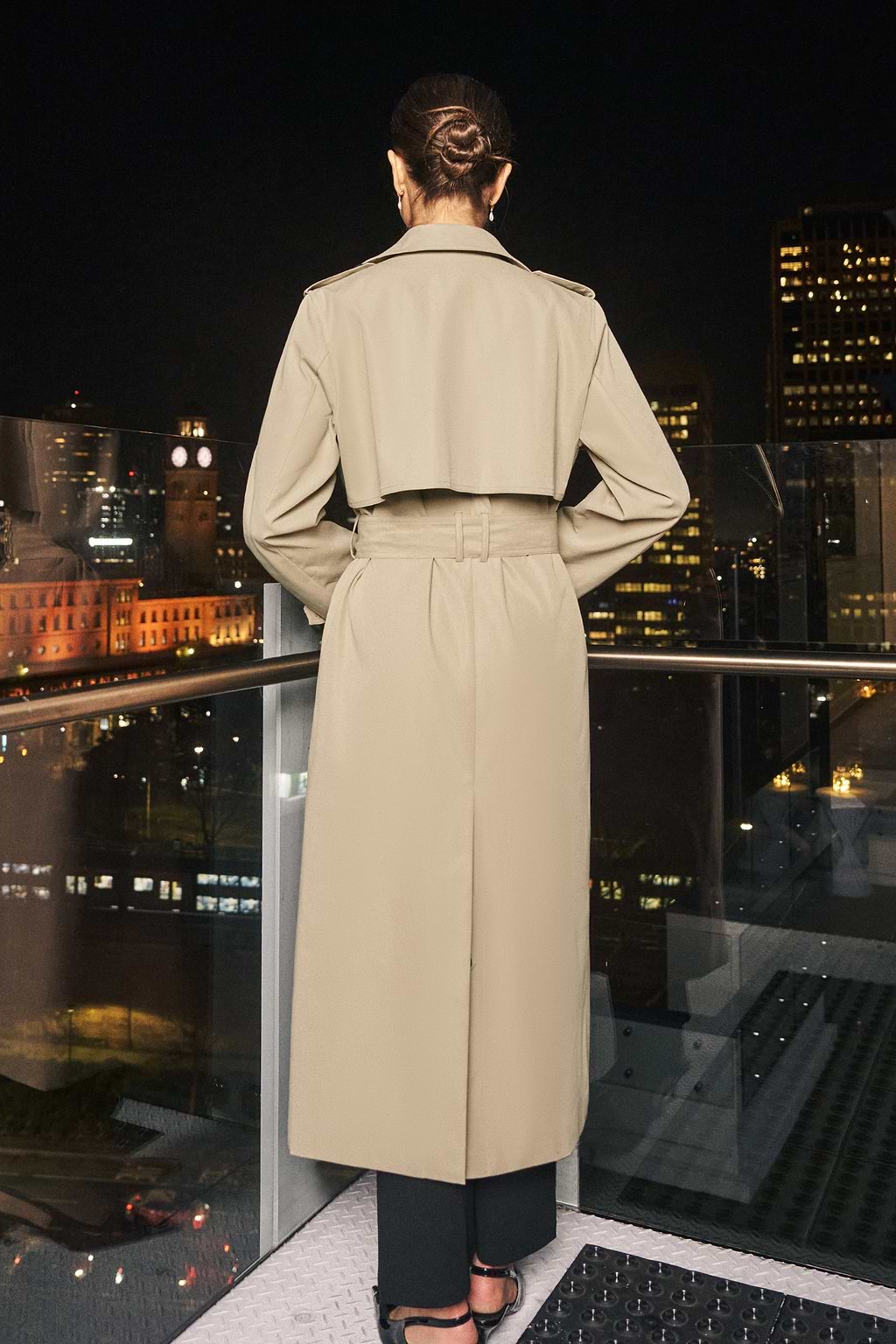 Gabardine trench à double boutonnage kaki