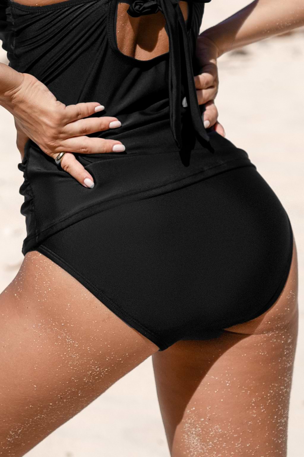 Black Tummy Control High-Rise Bikini Bottoms