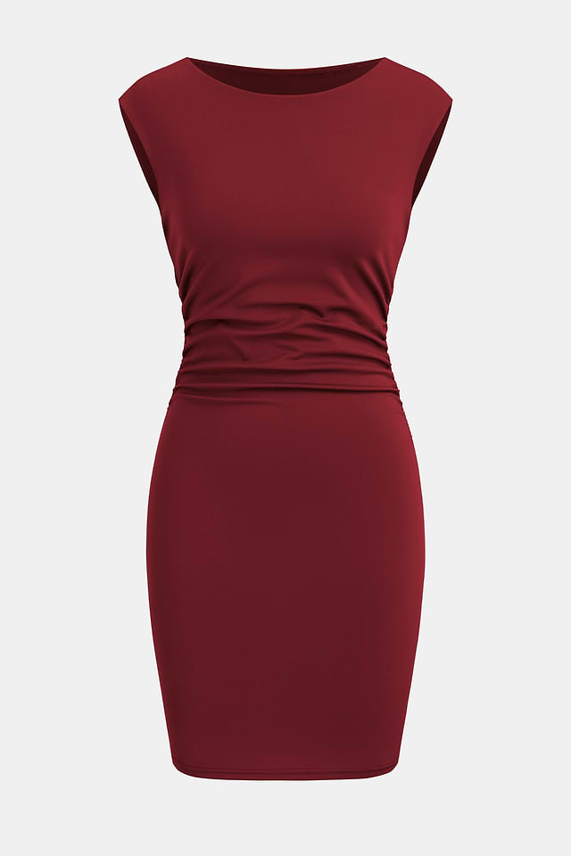 the red boat neck high waisted mini dress Jingle bells, fabulous spells! @roxanneolaru setting the holiday vibe in our Red Boat Neck High Waisted Mini Dress. , #redminidress #boatneckstyle #highwaistdress #christmasoutfit #festivefashion