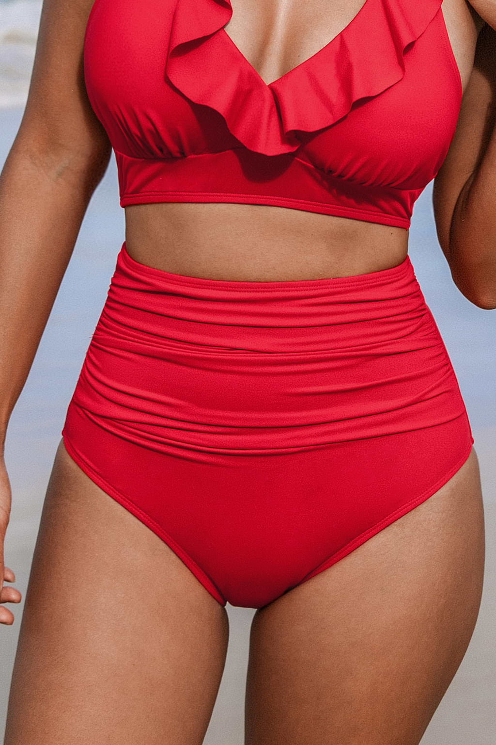 Super Bloom Red Slim Sculpt High-Rise Bikini Bottoms