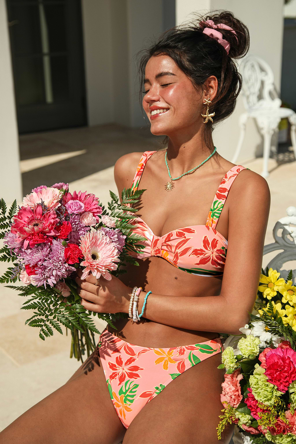 Brazilian-Bikini-Set mit Blumenmuster