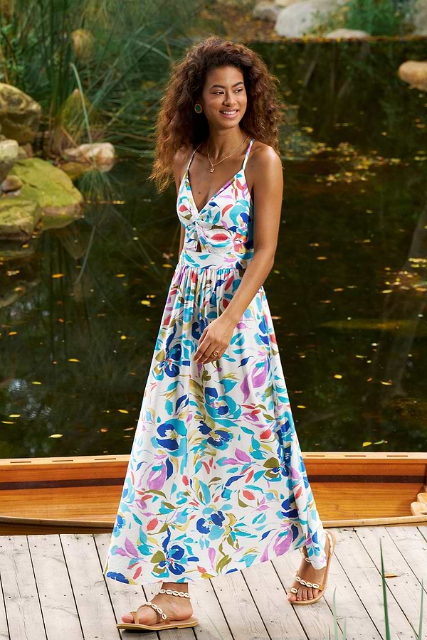 cupshe tropical print crochet maxi dress Cupshe Tropical Punch Floral Maxi Dress - Multi