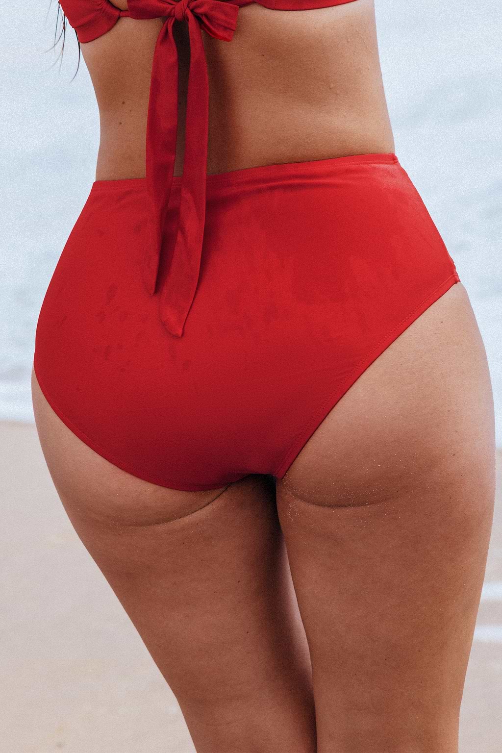 Red High-Rise Tummy Control Bikini Bottoms