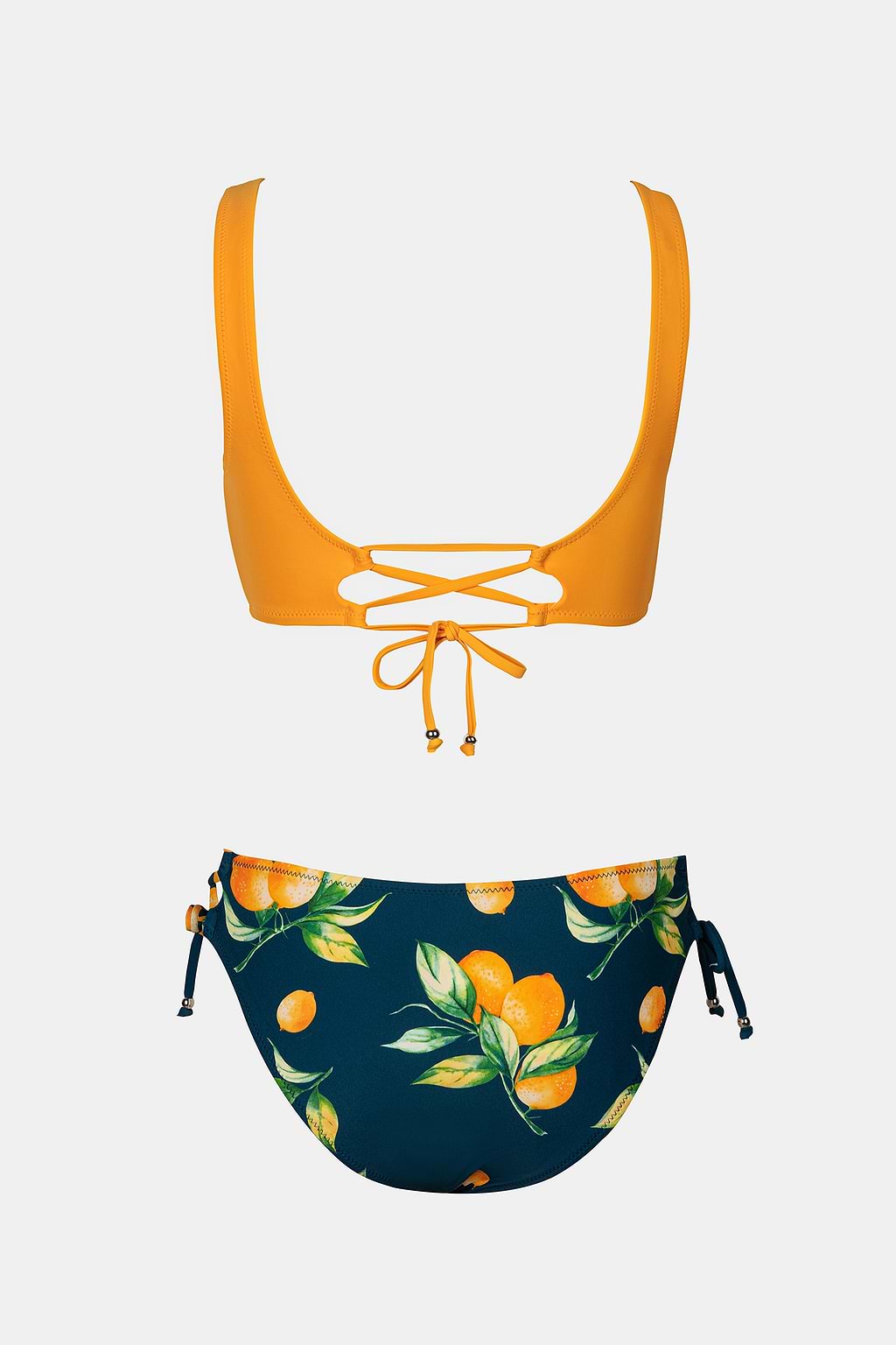 Yellow Wrap Front & Floral Print Tie Side Bikini Set
