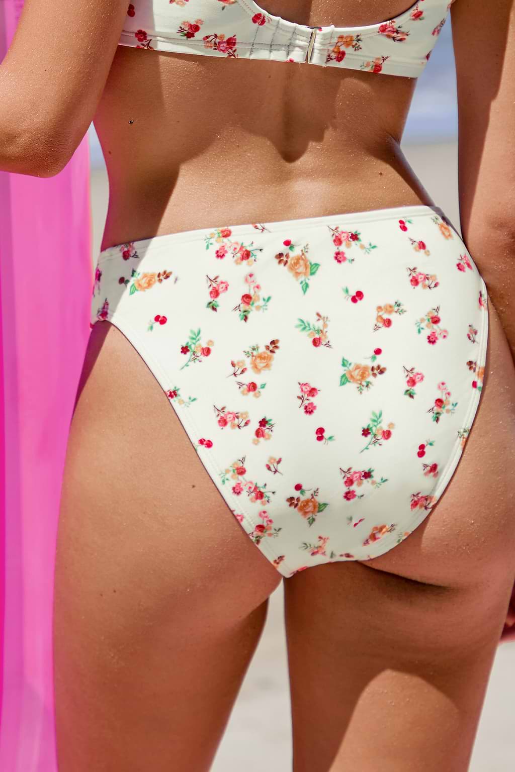 White Ditsy Floral Bikini Bottom