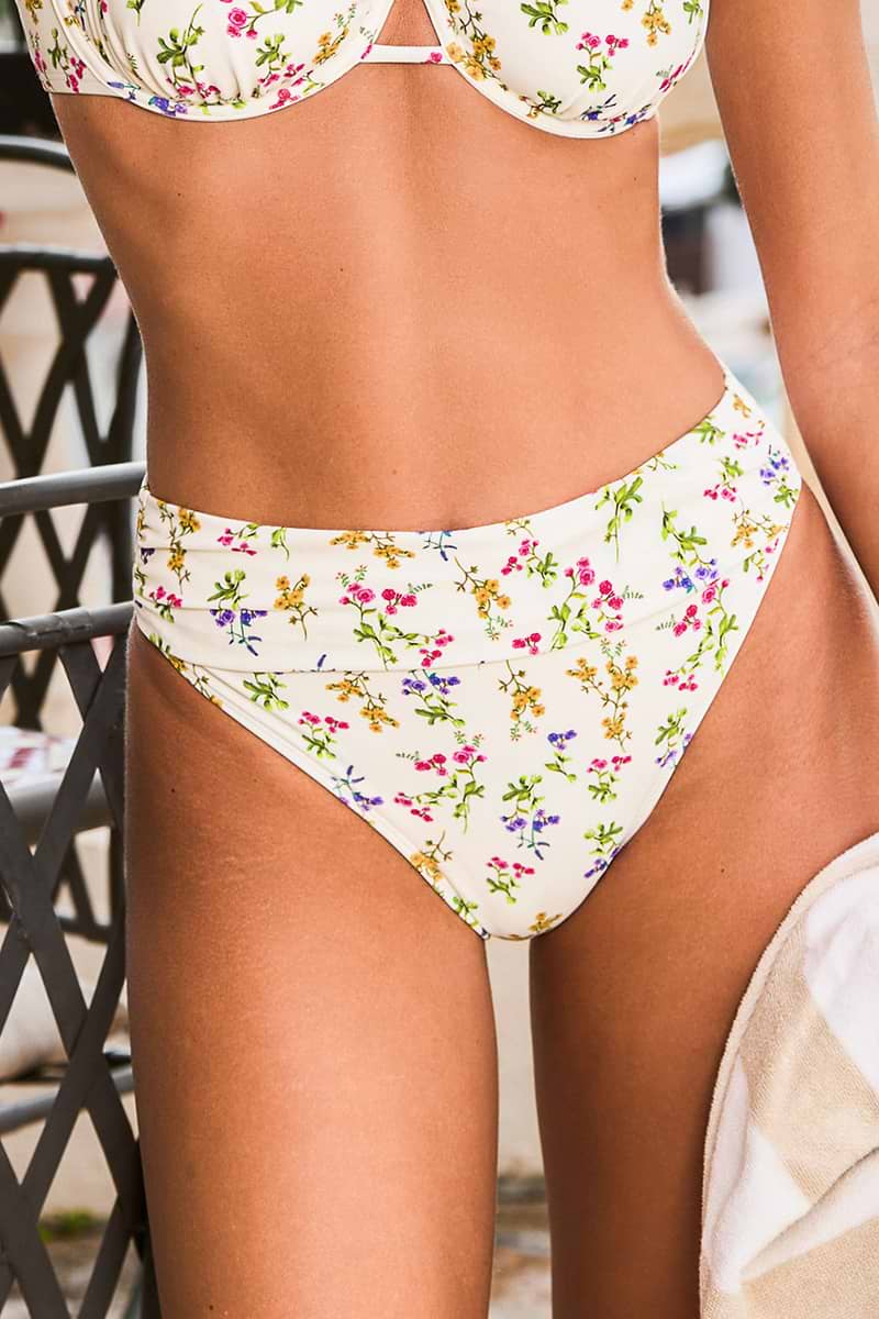 High-Waist Bikini-Hose mit Blumenmuster