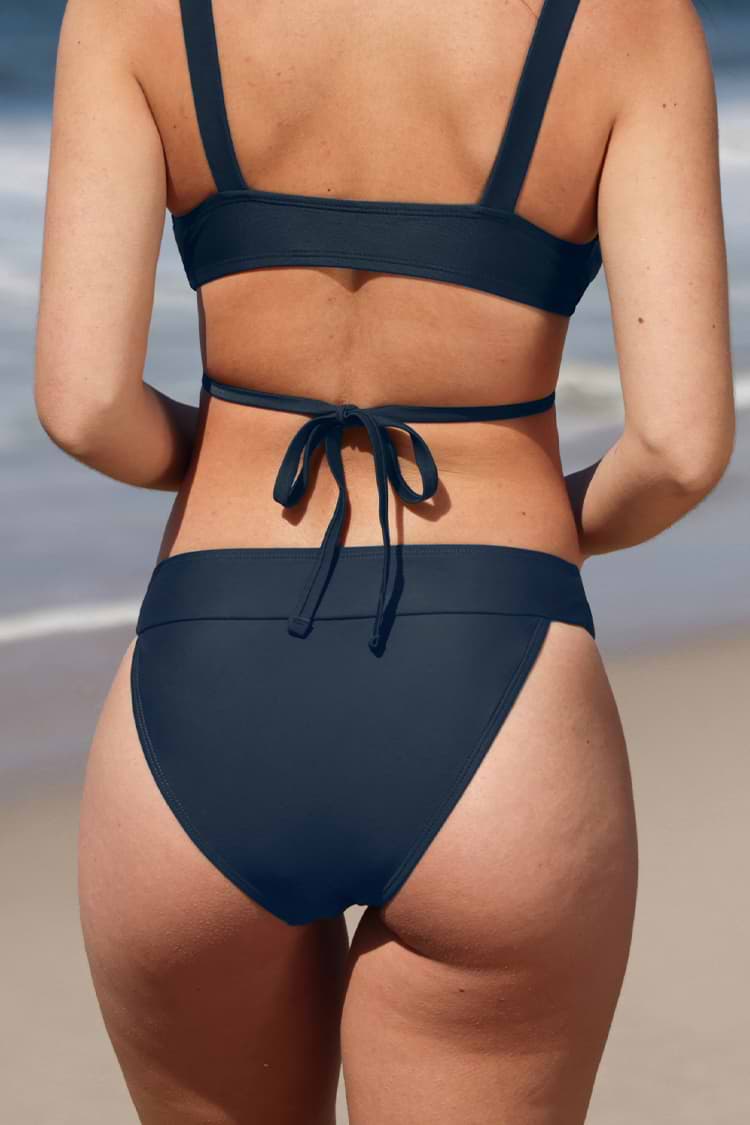 Bas de bikini hipster taille moyenne à bandes