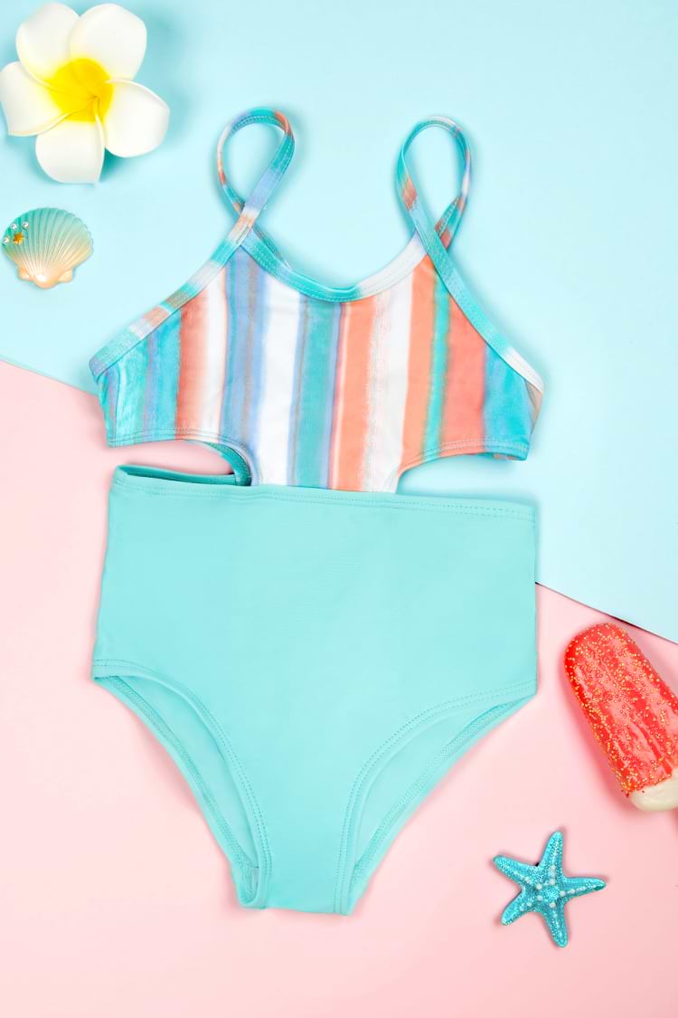 Pleasant Stripe Girls’ Cutout One Piece Swimsuit